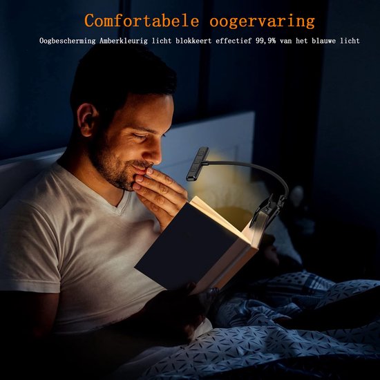Sander Shop Leeslamp Boekenklem, USB C Oplaadbare Boeklamp met 19 LEDs, 3 Kleurtemperatuurmodi, Lange Looptijd, 360° Flexibel Traploze Helderheid Klemlamp voor Nachtlezen in Bed van sander-shop — afbeelding 3