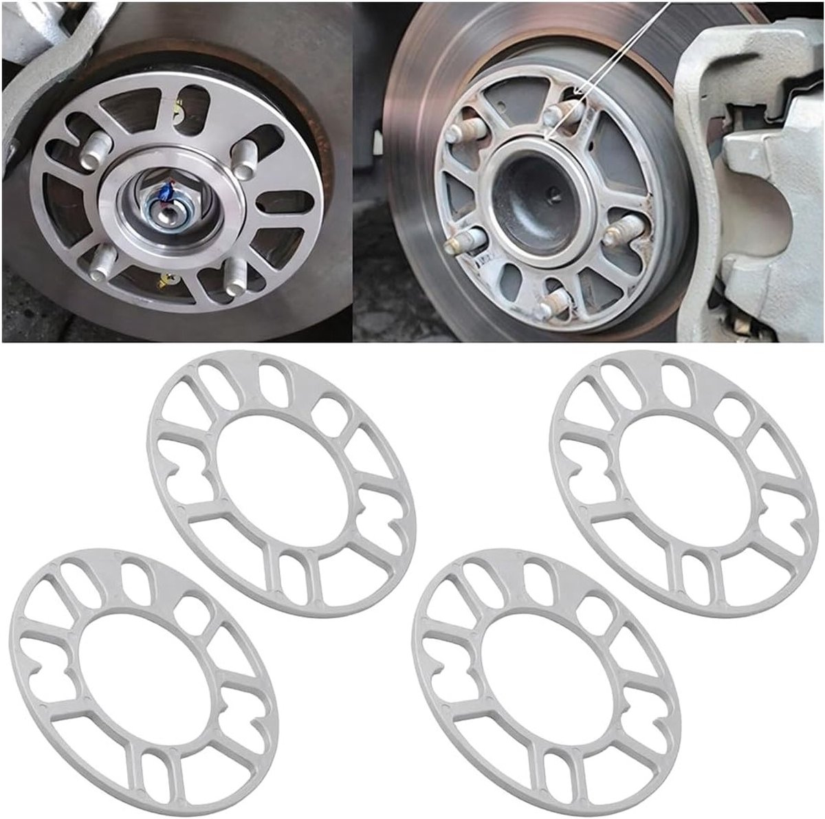 Set van 4 Aluminium Wielspacers voor Voertuigen, Universele Dikke Wielspacers met Schroeven (5mm) voor Verbeterde Stabiliteit en Prestaties