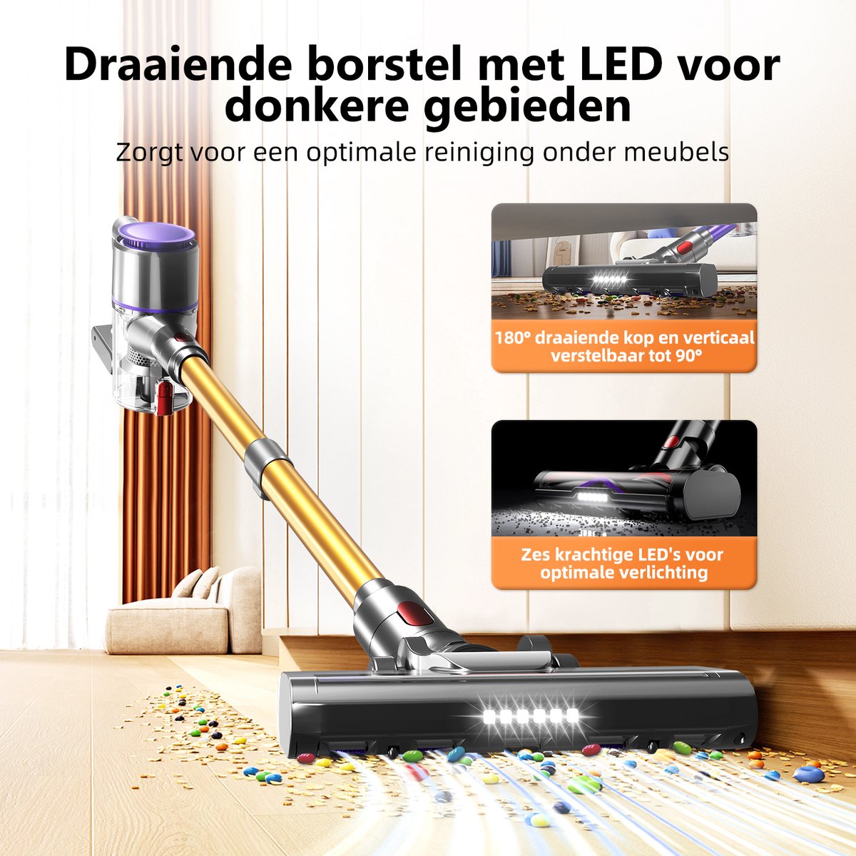 Authmic Draadloze Steelstofzuiger 30000Pa met Extra Borstel - afbeelding 2