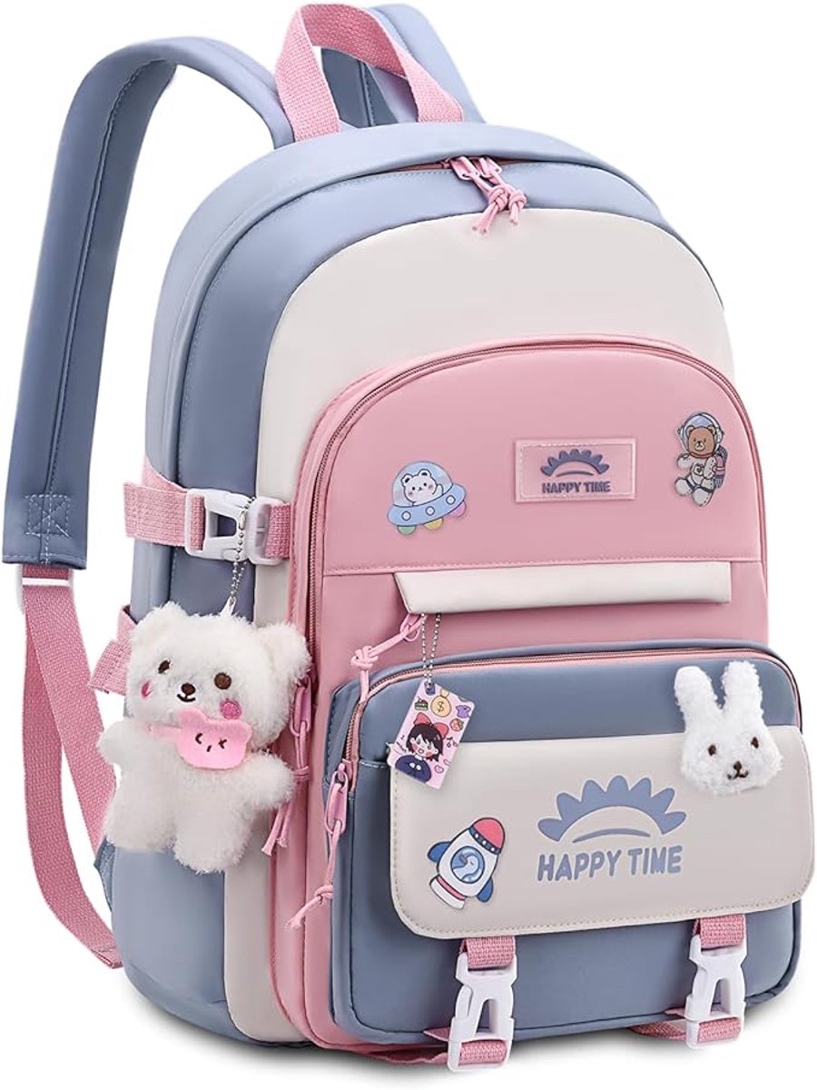 Kinder rugzak - Rugzak Meisjes - Waterafstotend rugzak - Schooltas - Inclusief laptoptas - Met en Accessoires - Voor School & Dagje Uit- Cadeaus voor meisjes