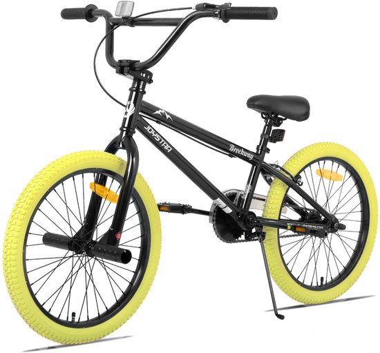 Joystar Brockway BMX-fiets - 20 inch - Handrem - Remmen - Achter V-brake - Pegs - Geel - Geschikt voor buitenactiviteiten in de lente van JOYSTAR — afbeelding 2