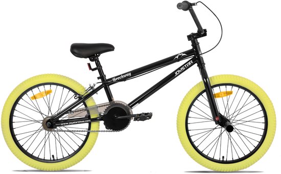 Joystar Brockway BMX-fiets - 24 inch - Handrem - Remmen - Achter V-brake - Pegs - Geel - Geschikt voor buitenactiviteiten in de lente van JOYSTAR — afbeelding 2