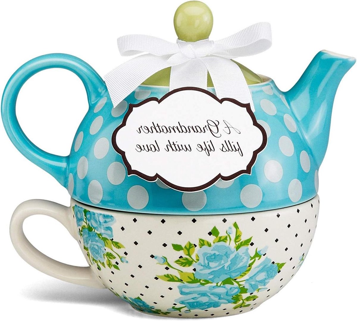 Theepot Set - Theeservies - Thee Zetten - Polka Dot Design - 15 oz - Multicolor