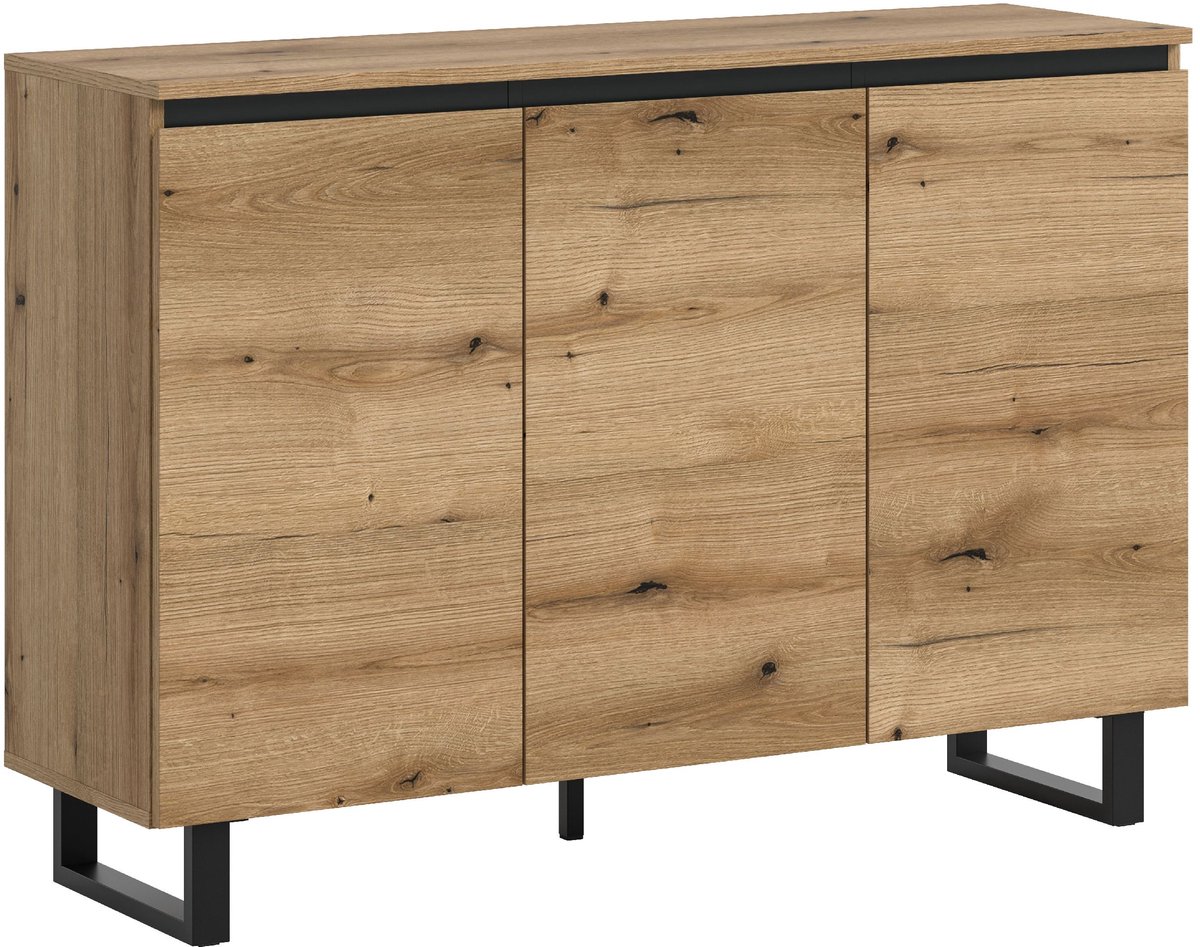 xonox.home Tomasa dressoir B/H/D: 120x84x36 cm in Evoke Oak-imitatie en zwart