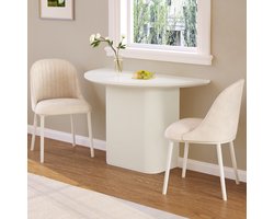 Guyii Moderne Halmeubelset - Haltafel met 2 Eetkamerstoelen - Halfronde Console Tafel met Opbergruimte