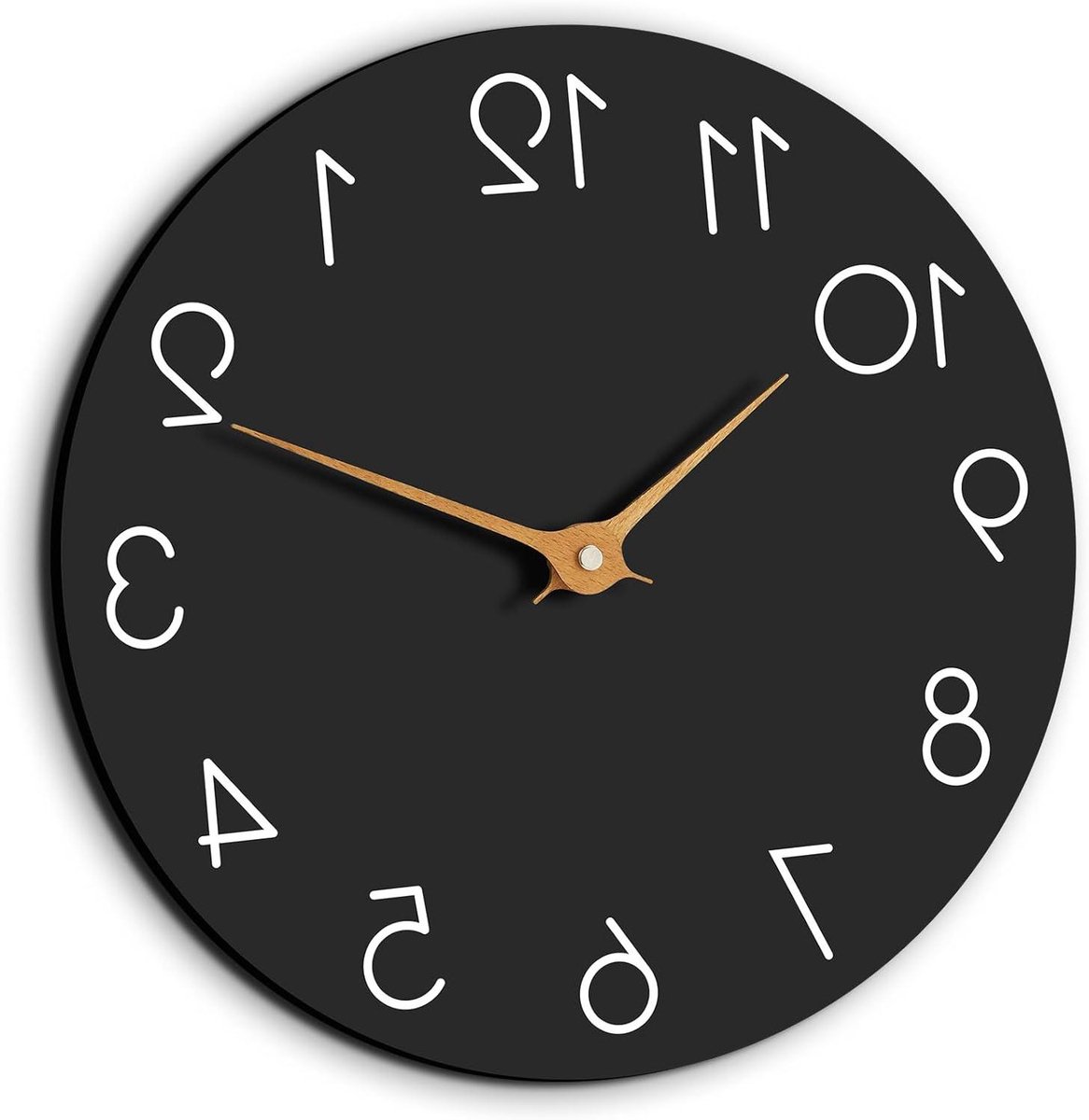 Wandklok - Klok aan de muur - Tijd aflezen - Stil non-tikkend mechanisme - 30 cm - Zwart