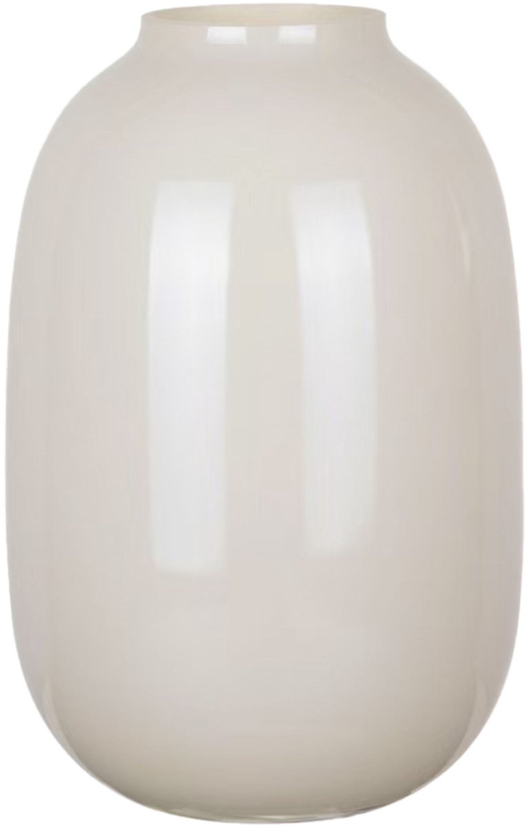 Mega Collections Bloemenvaas Oval Beauty - lichtgrijs - glas - D19 x H30 cm