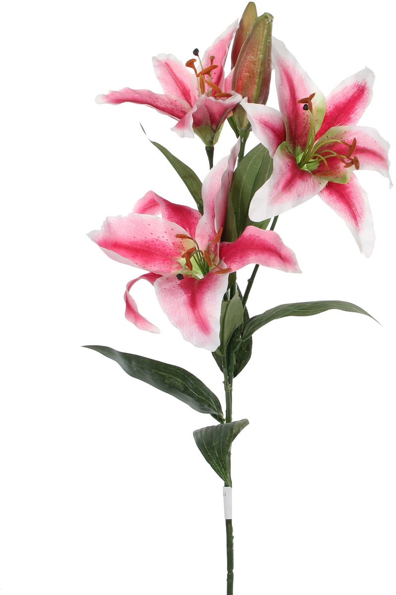 Mica Decorations Kunstbloem Lily Stargazer Valley - H75 cm - roze - kunststof - stelen kunstbloemen - boeket - bloemetjes