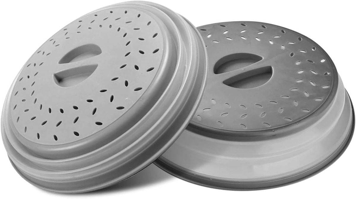 Magnetron Spatdeksel - Magnetron Deksel - Voedsel Beschermen - Ventilatie Gaten - 10.5 Inch Diameter - Grijs