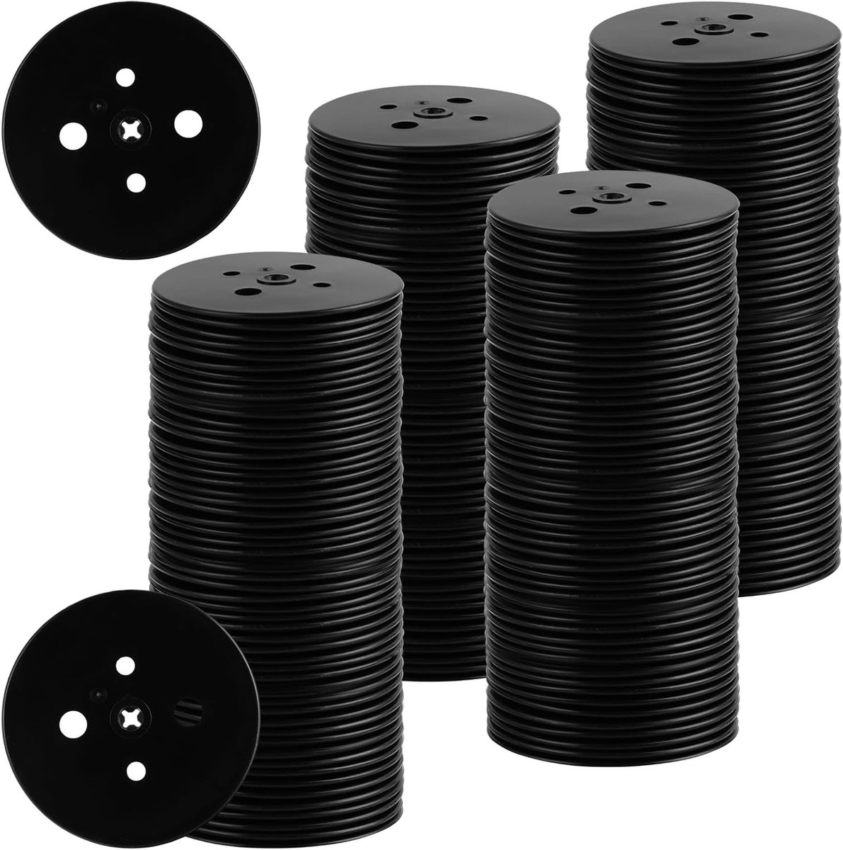 200 Stuks Buffer Disc voor Grondankers, Zwarte Plastic Bufferplaten voor Tuin, Boerderij en Landschapsarchitectuur