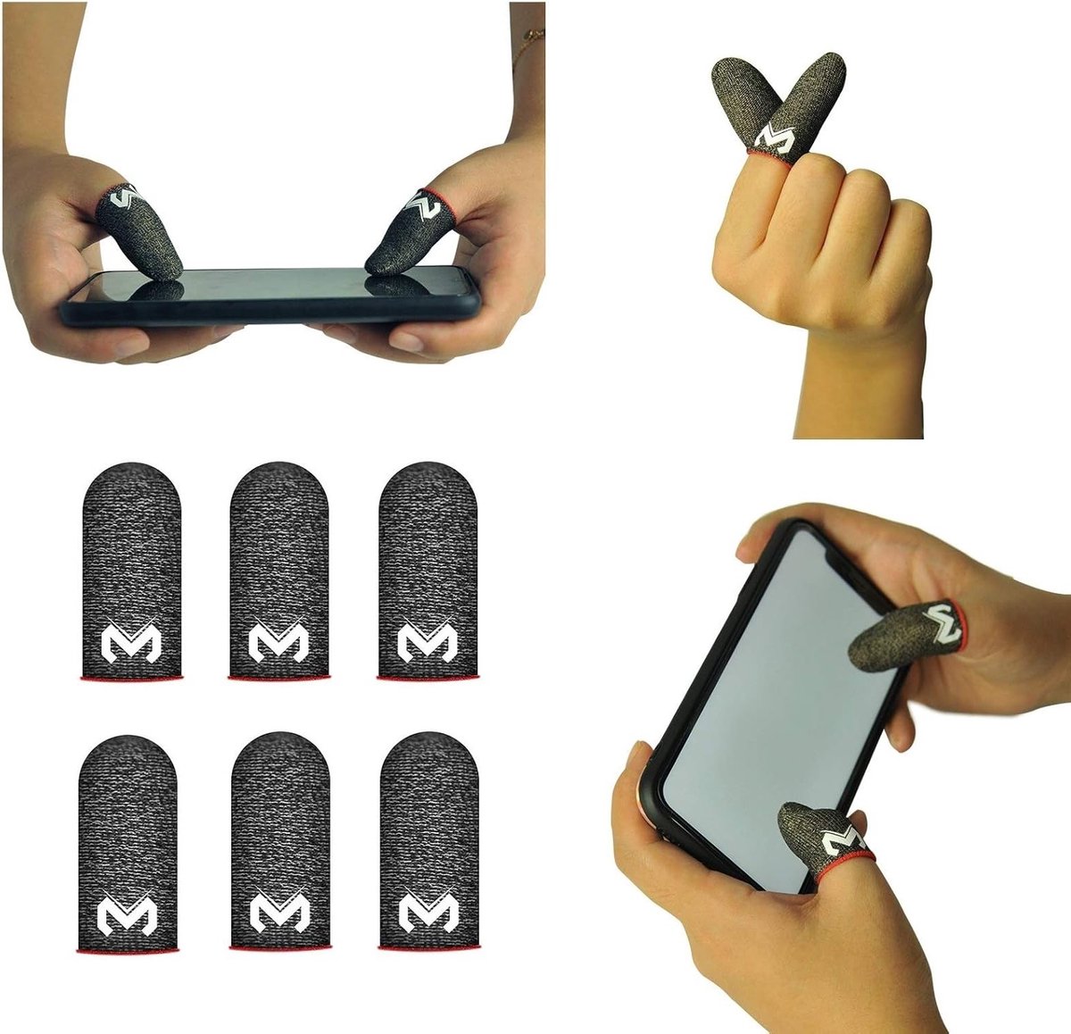 6 Pack Gaming Vingers, Anti-Zweet Silky Finger Cases voor Mobiele Spellen, Perfecte Touch Respons en Geschikt voor Alle Mobiele Apparaten