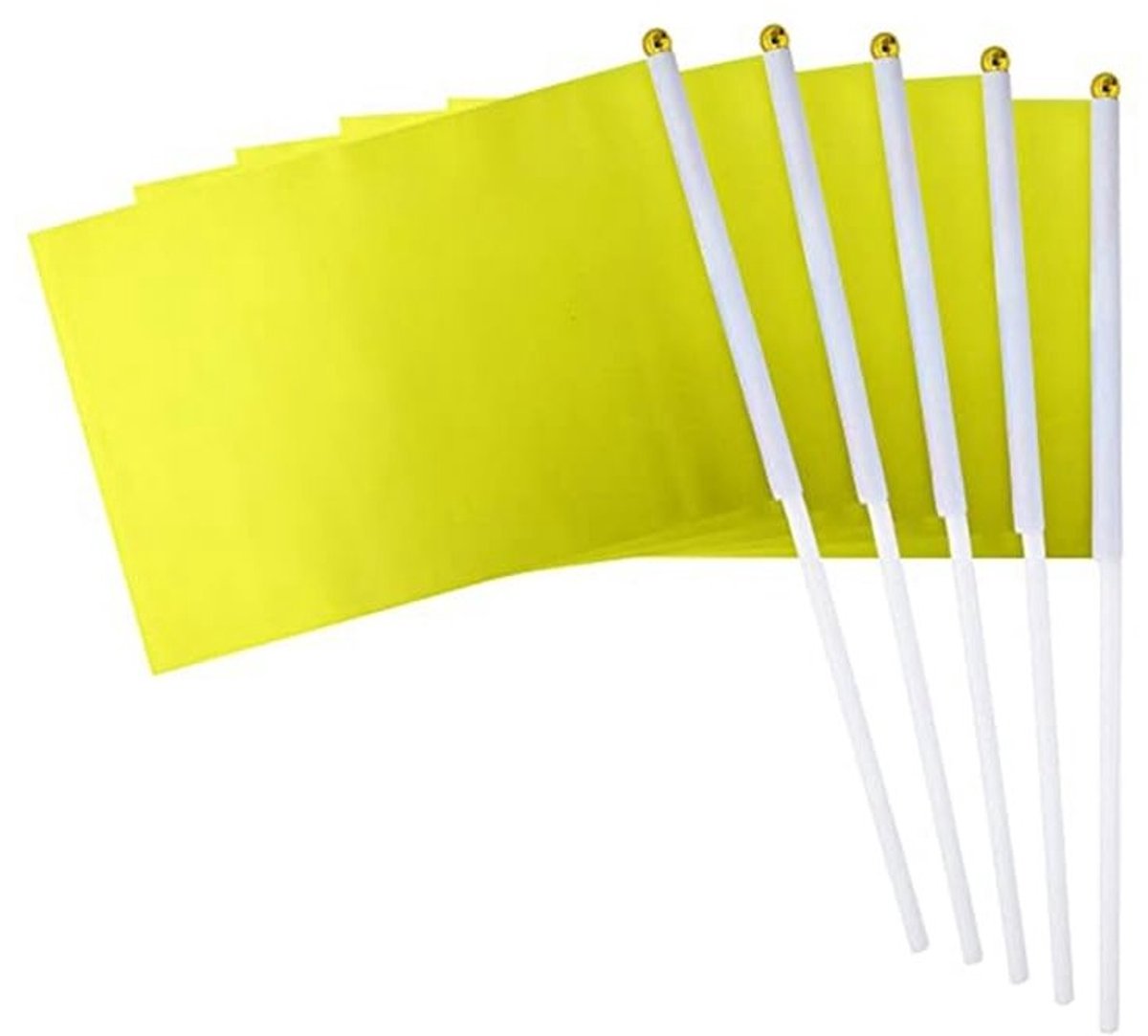 Mini Vlag 14x21cm Handvlag voor Sportevenementen en Feestjes - 100 Stuks Gele Decoratie voor Binnen en Buiten