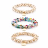 3 x Knekkie Haarelastiekjes met Kraaltjes & Parels – Armband & Elastiek in Één – Modieus Haaraccessoire - Stiekjes - Stiekie