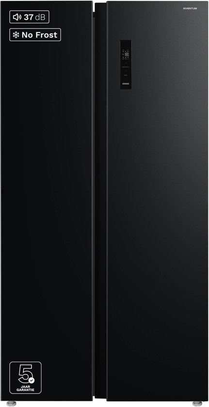 Inventum SKV0178B No Frost energiezuinige Amerikaanse koelkast - 555 liter - Digitaal led-display - IJsblokjesmaker - Stil: 37 dB - Superkoelen - Supervriezen - 2 deuren - Energielabel D - Zwart