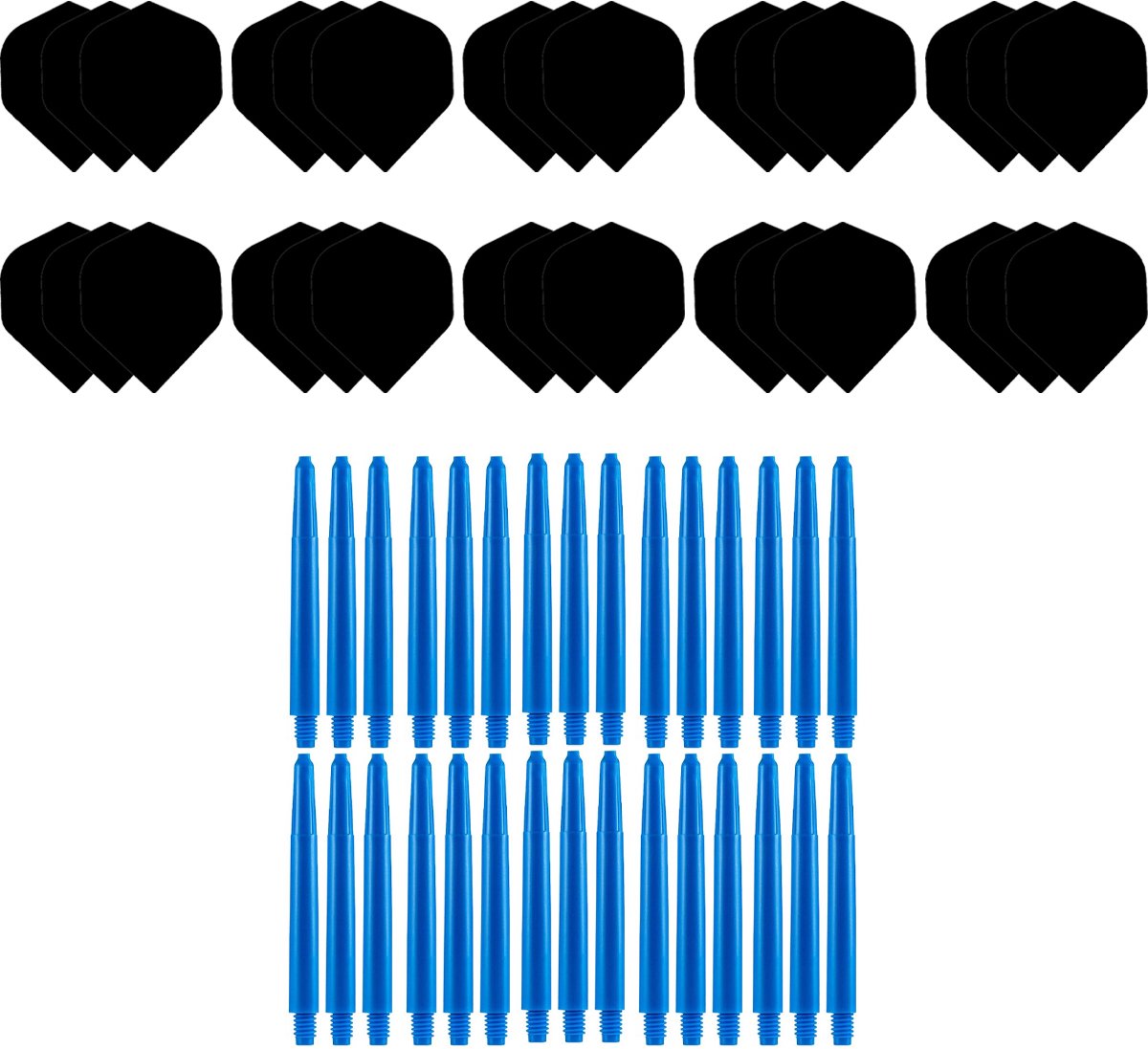 Dragon Darts Dart Flights en Dart Shafts - Multipack - 20 Sets - 60 Stuks - Extra Stevig - Darts Flights - Darts Shafts - Medium Blauw