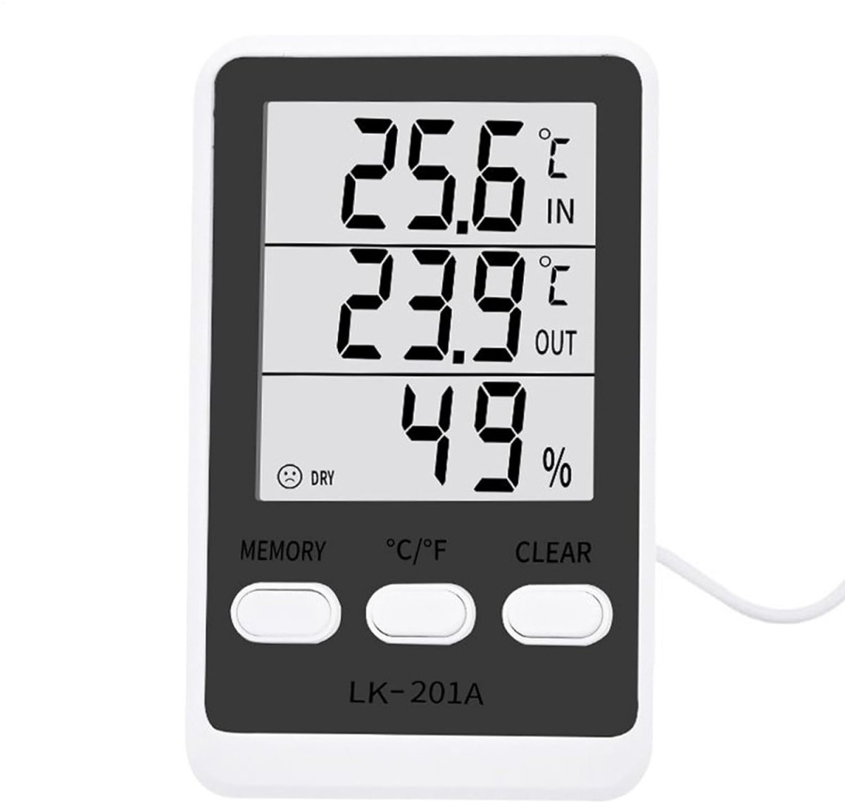 longziming -Digitale Temperatuur En Vochtigheidsmeter - Hygrometer Met Sonde - Klimaatmonitor - Gelijktijdige Meting Van Hoofdeenheid En Sonde - Watersbestendige Externe Sonde - Ideaal Voor Koelkasten En Vriezers - 1 Stuk