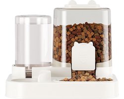 Feeder - Automatic cat feeder - with built-in water bowl - Indoor use - with detachable feeding bowl, suitable for small and medium-sized cats (white)