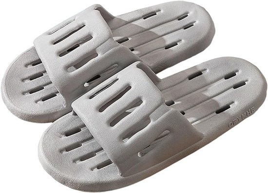 Pantoufles - Pantoufles de salle de bain pour femmes - Pantoufles confortables à bout ouvert - Pantoufles de salle de bain antidérapantes - Unisexe - Pantoufles de piscine douces pour la maison en été, gris, taille 40