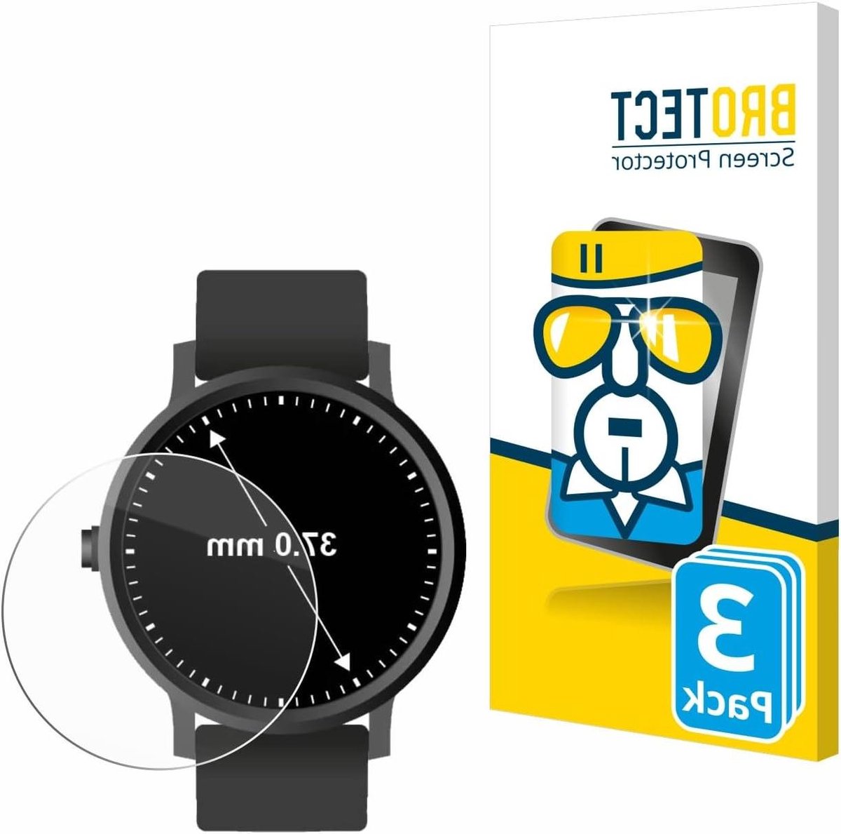 Screen Protector - Display Folie - Horloge Bescherming - 9H Hardheid - 37mm Rond - Transparant