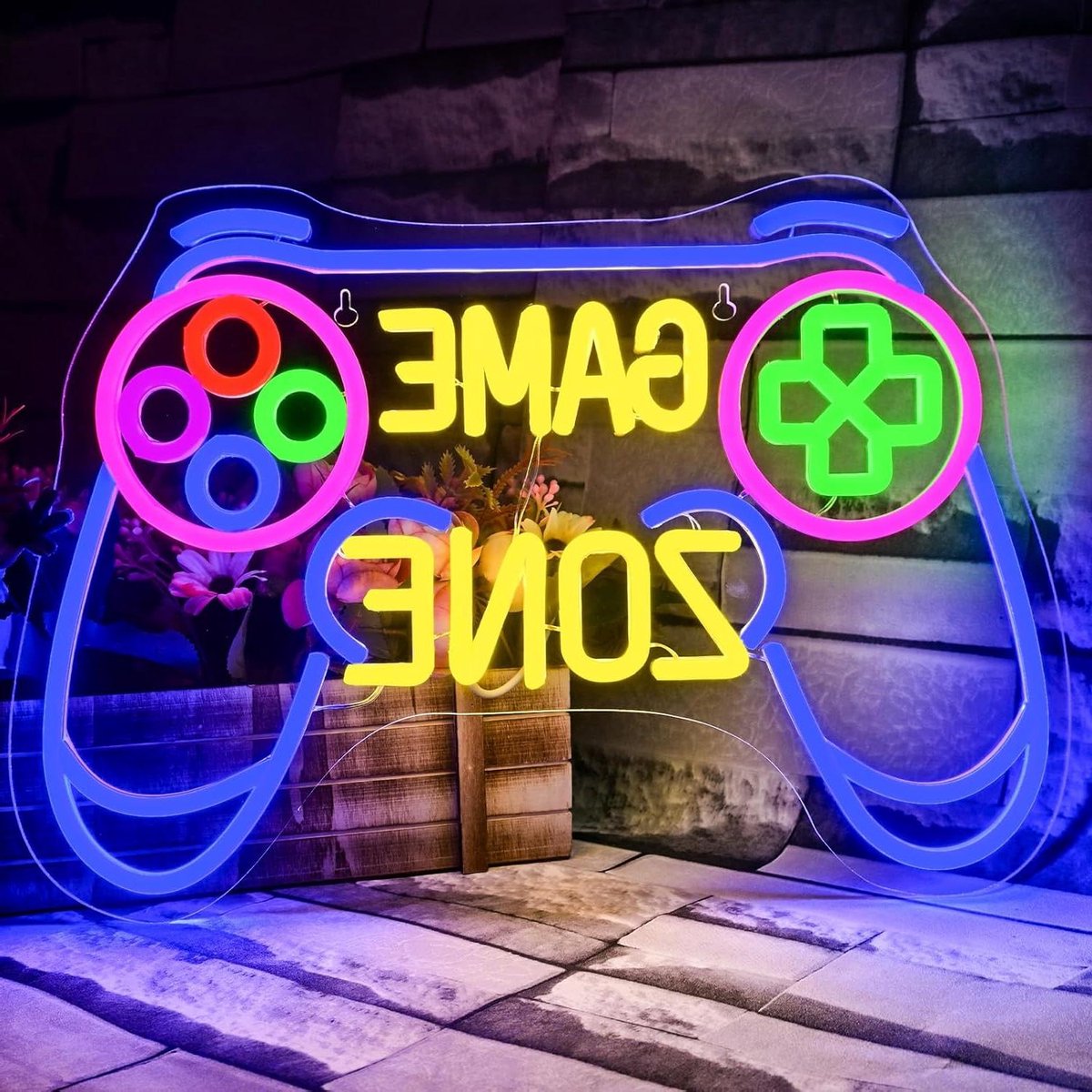 Speelzone Neonbord - Gaming Licht - Decoratie Kamer - Instelbare Helderheid - 25x25 mm - Spel Kleur