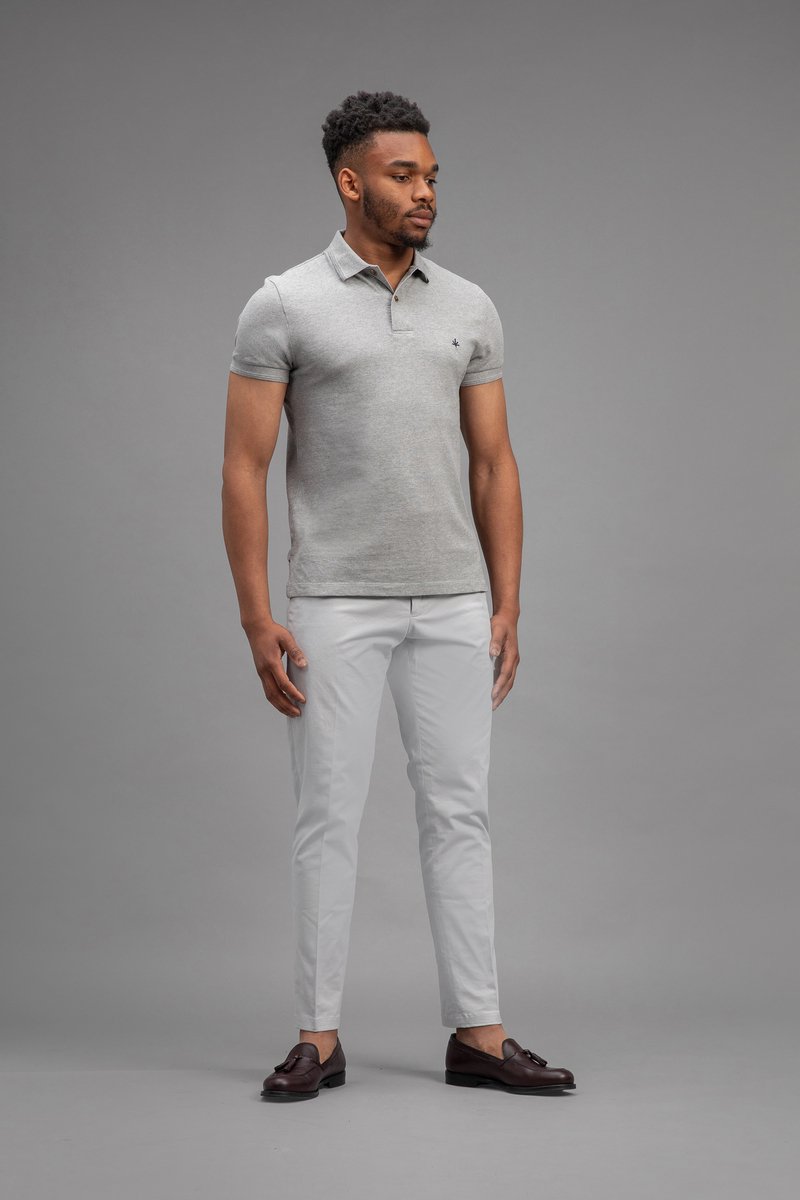 Laurent Vergne - Heren - Polo - Grijs - 100% Katoen - maat XS - Slim fit