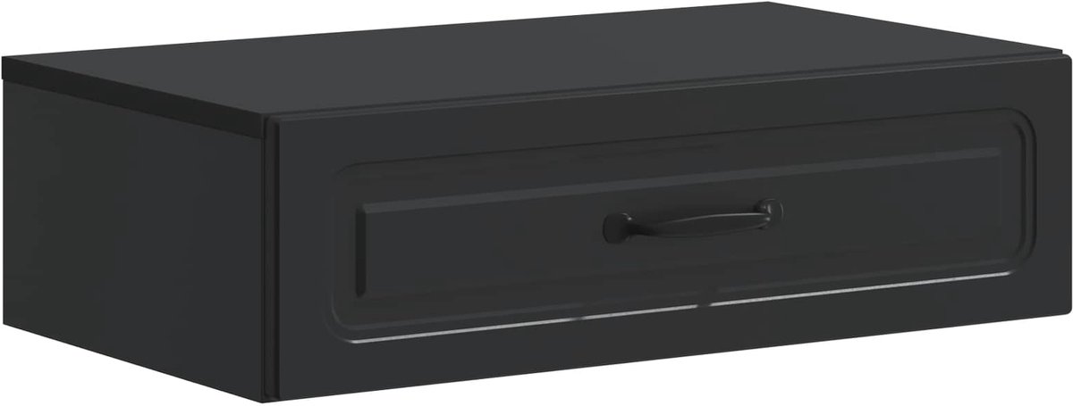 vidaXL Wandgemonteerde - Zijtafel - 59 - x - 34,5 - x - 17 - cm - Bewerkt - hout - Zwart