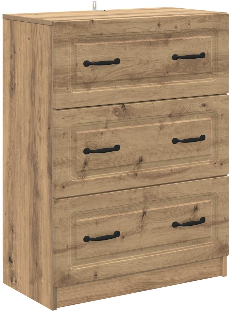 vidaXL Ladekast - 66 - x - 34,5 - x - 87 - cm - Bewerkt - hout - Artisanaal - eiken Artisanaal eiken