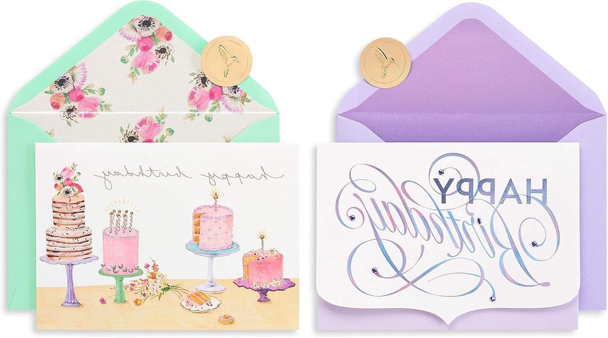 Verjaardagskaarten - Wenskaarten - Iemand Feliciteren - Unieke Ontwerpen - 2 stuks - Taarten
