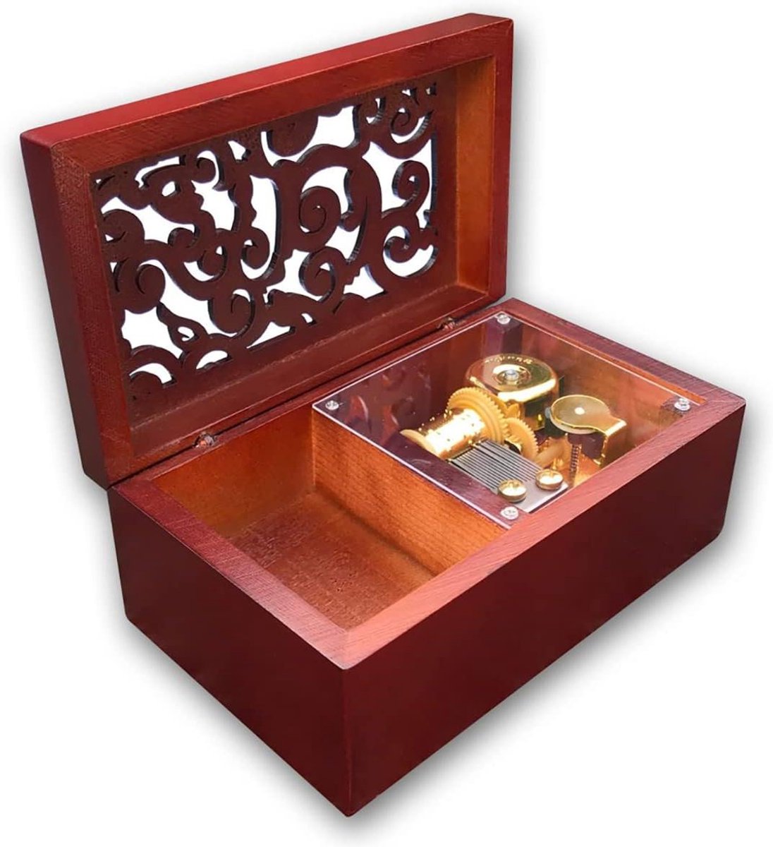 Houten Muziekdoos - Sieradendoosje Melodie - Cadeau Geven - Met Sankyo Mechanisme - 12 cm Lengte - Bruin