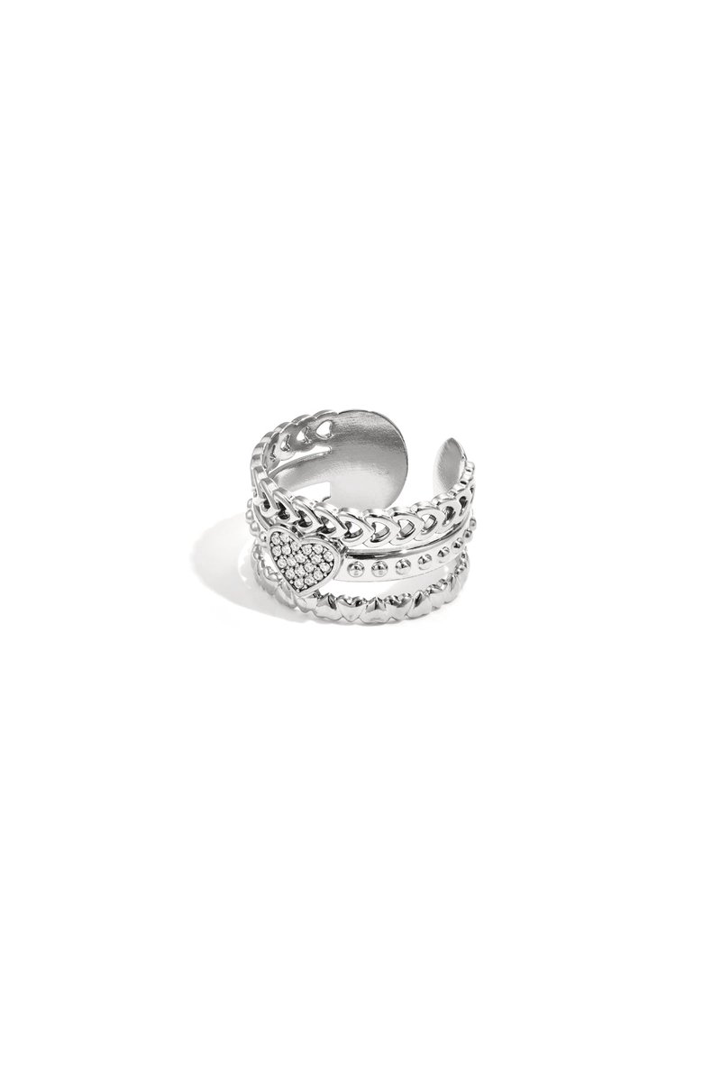 Statement ring met roos in hart - Goudkleur