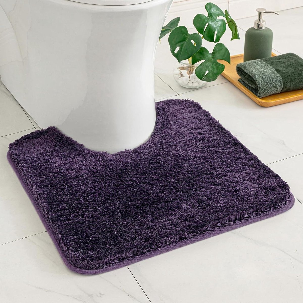 Badmat zacht badtapijt antislip badmat badmat bedtapijt pluizig tapijt badtapijt douchemat voor bad en woonkamer slaapkamer 50 x 60 cm donkerpaars