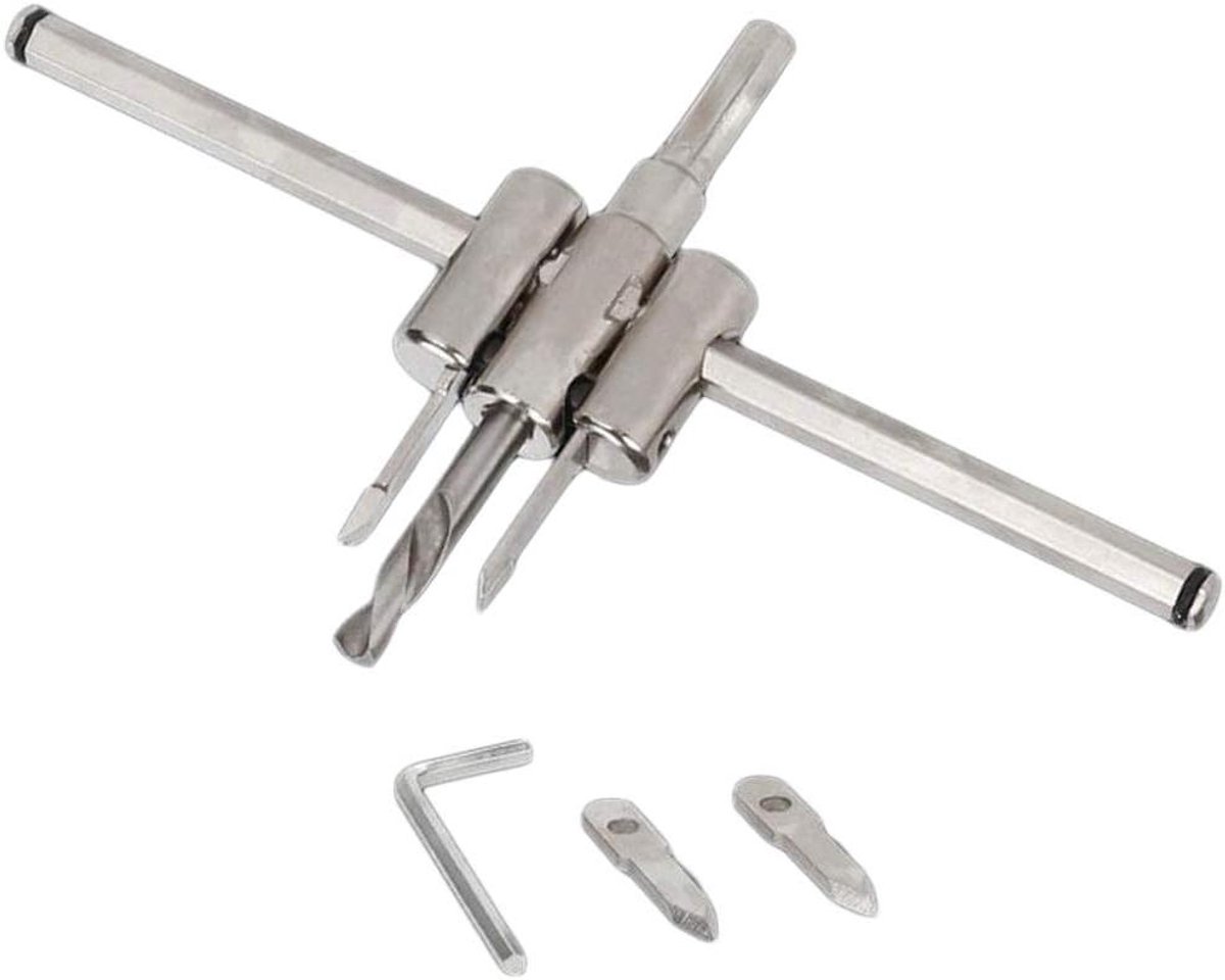 Cirkelsnijder - Gatensnijder - Houtbewerking DIY - Verstelbaar - 40-300mm - Zilver