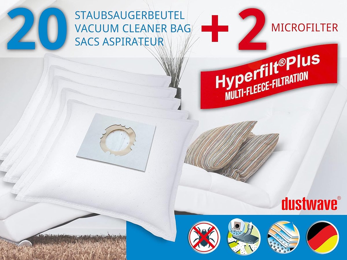Stofzuigerzakken - Stofzuigerzakken set - Schoon Huis - Meerlaags microvlies - 20 stuks - Wit