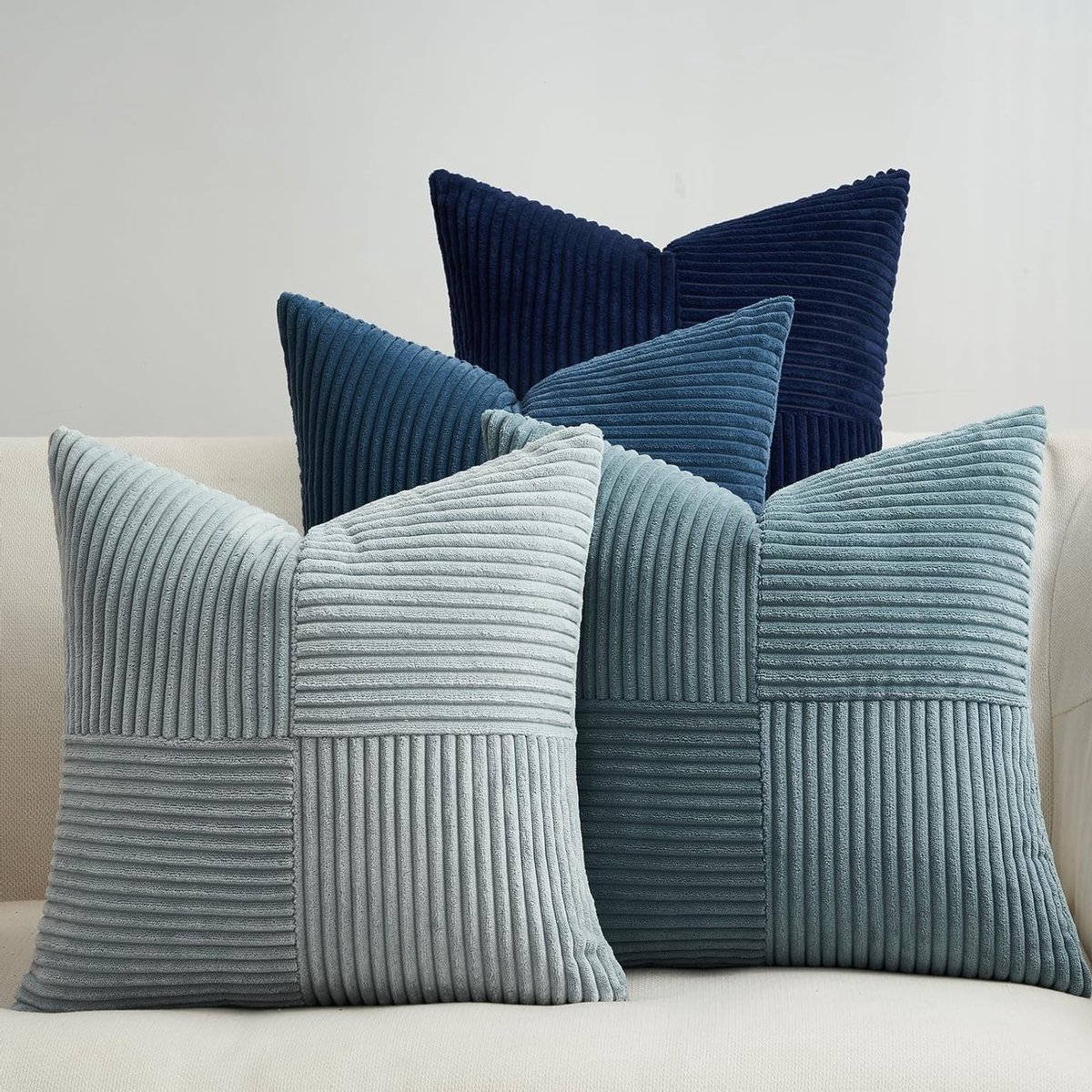 Pillowcases 50x50cm Blauw Gradient 4 Stuks Windmolen Vorm Katoenen Kussenslopen voor Bank en Slaapkamer
