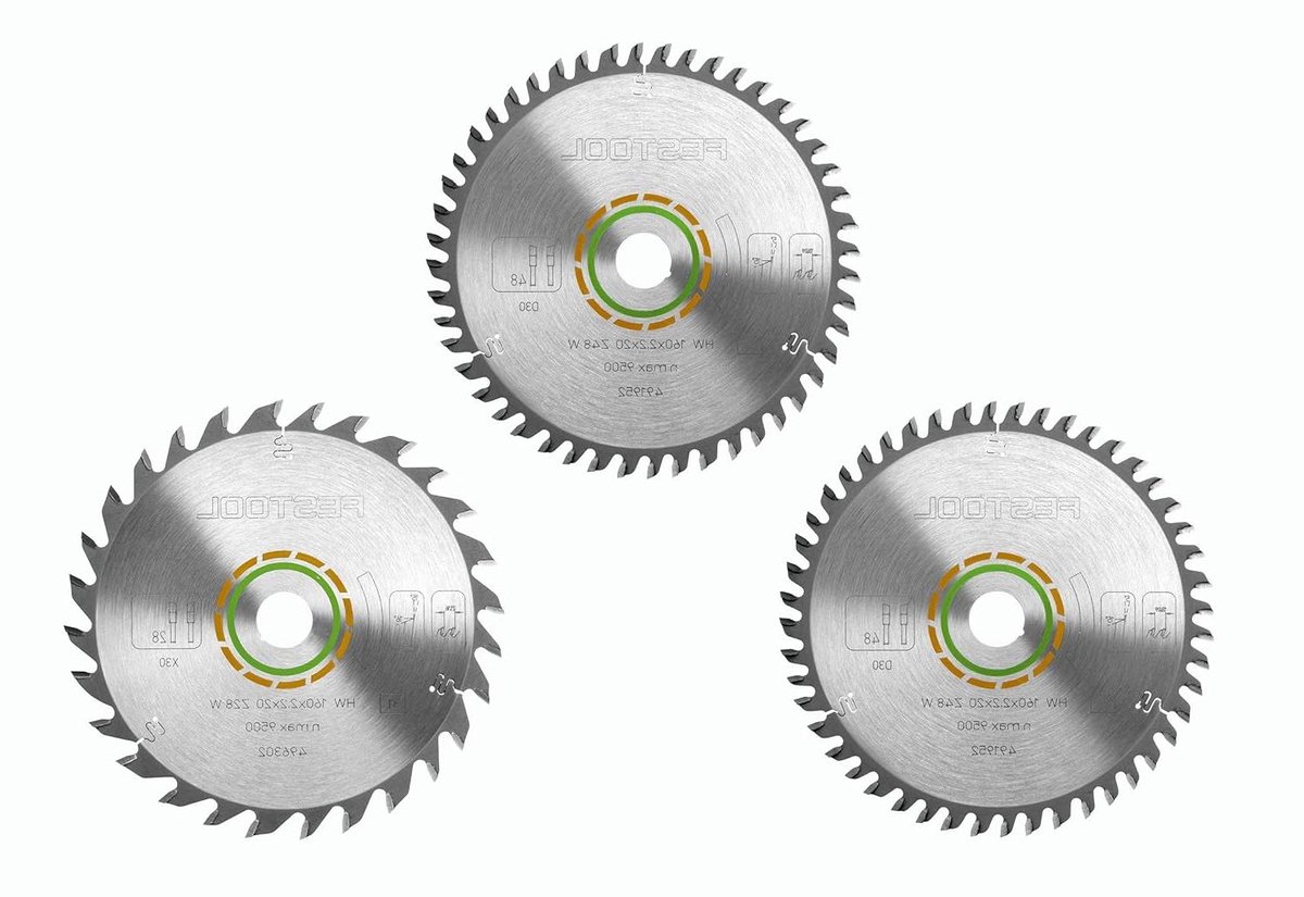 Cirkelzaagblad Set - Zaagbladen Hout - Houtbewerking - Hardmetalen Tanden - 160x1.8 mm - Zilver