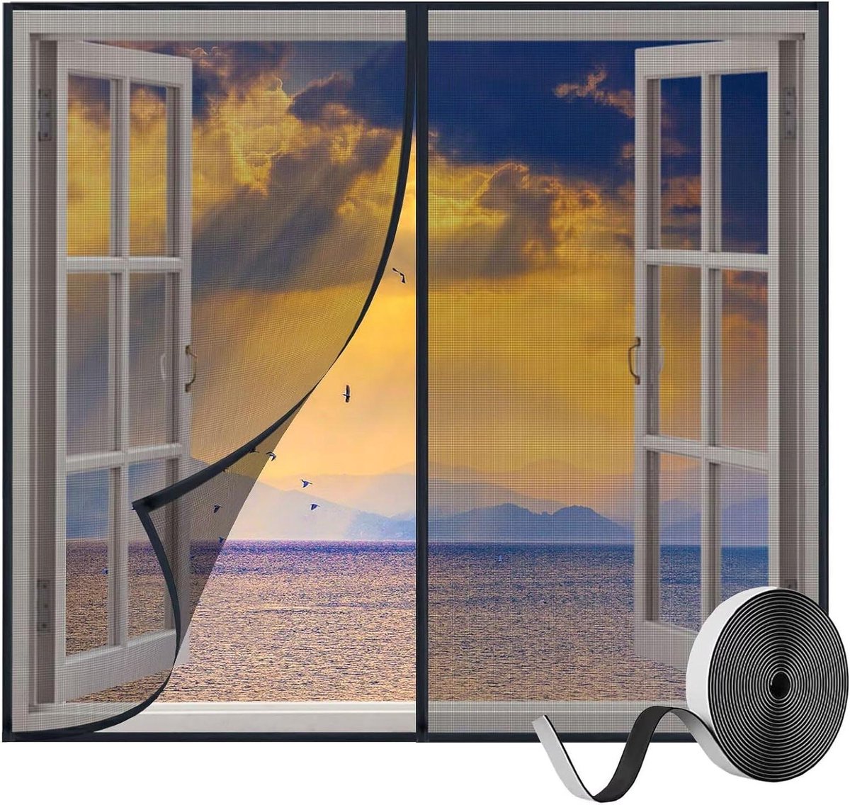Raamhor Zwart - Insectenhor Raam - Insecten Buiten Houden - Magnetische Sluiting - 60x160c