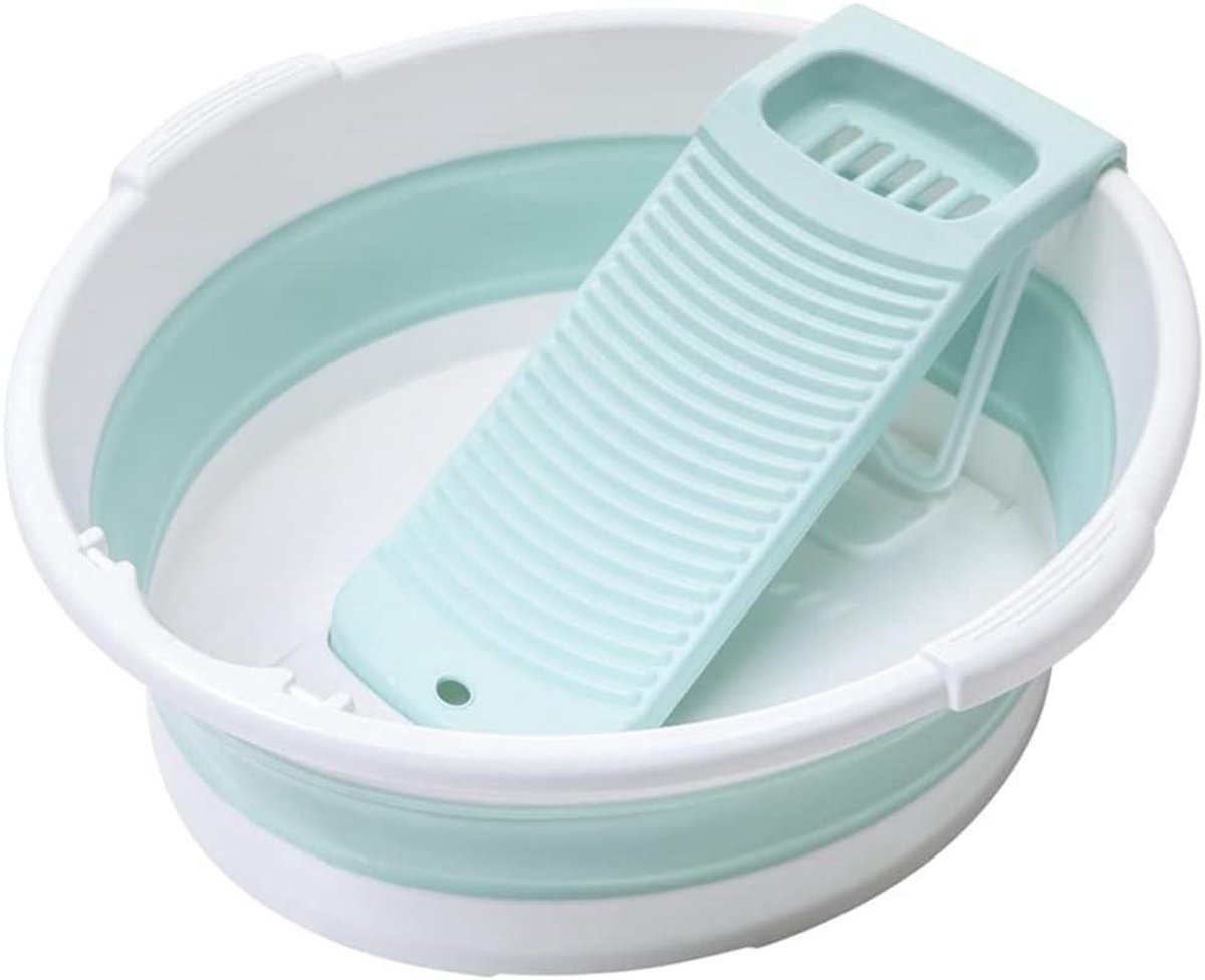 Vouwwasbord met Bak - Handwas Waskom - Kleding Wassen - Geïntegreerd Waskwasten - 515 cm - Groen