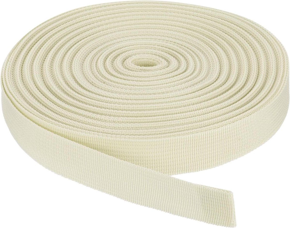 Nylon Singelband - Poly Band Plat Band - Doe-het-zelf Projecten - Strakke Weving - 50 meter x 25 mm - Beige