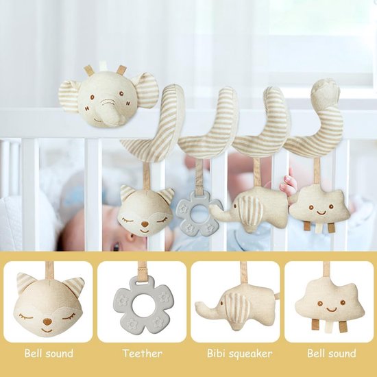 Baby Activiteitsspeelgoed - Wagenspiraal Pluche - Baby Vermaak - Zachte Pluche Stoffen - 20 cm - Beige — afbeelding 4