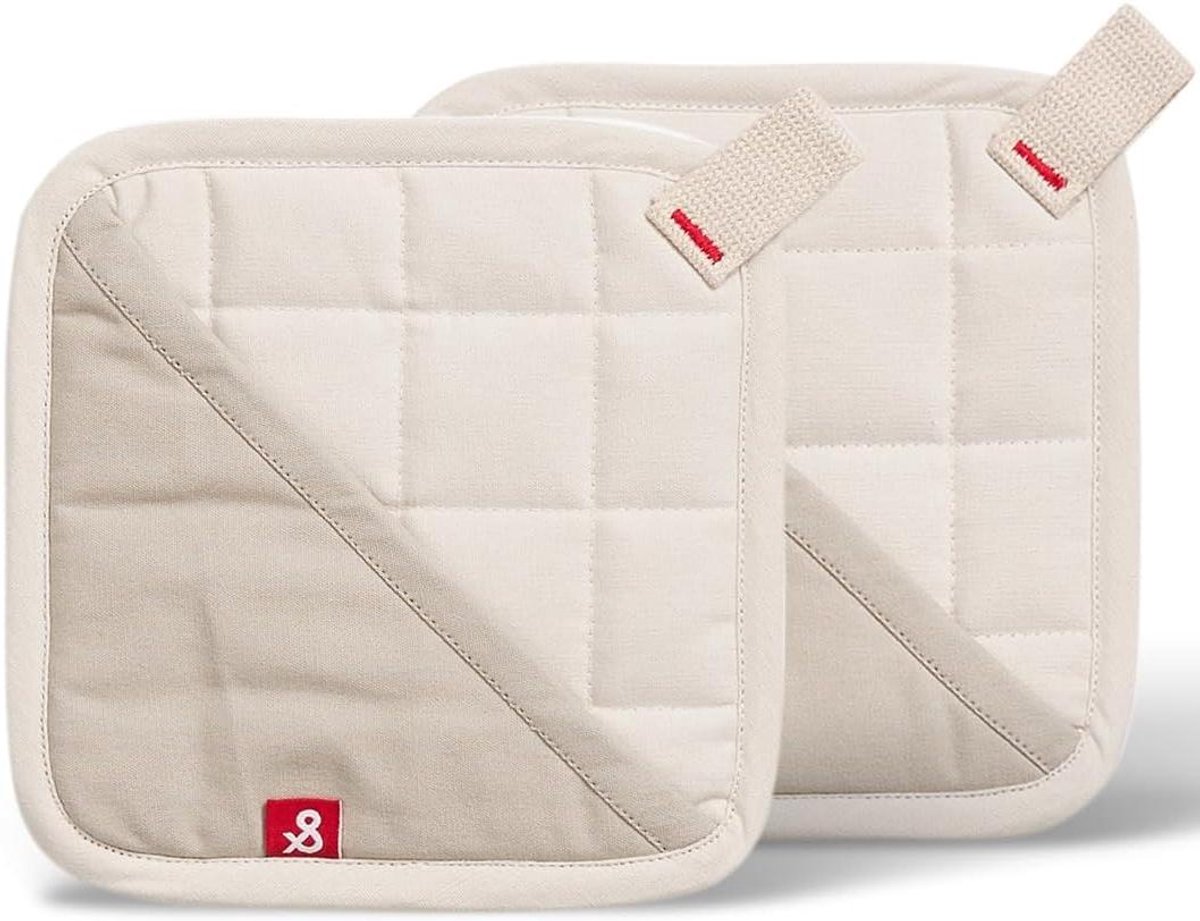 Pannenlap met zak - Keukenhouder - Hete pannen hanteren - Dubbele functie - Set van 2 - Haverwit