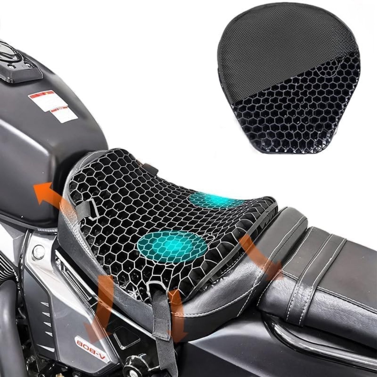 Motorfiets Gelkussen - Gel Zitkussen - Gelkussen Zitten - Stuitkussen - Wigkussen - Stoelkussen - Orthopedisch - Traagschuim Kussen - 38 x 32.5 x 3.5 cm - Zwart - van Imperatoris