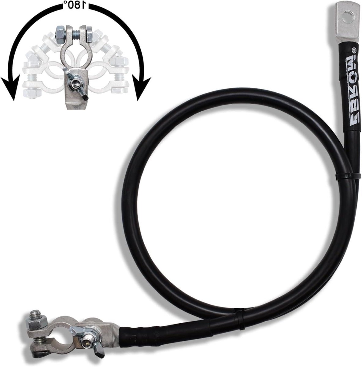 Batterijkabel Massakabel - Stroomkabel Accu - Flexibele Aansluiting - Variabele Poolklem - 35 mm² - Zwart
