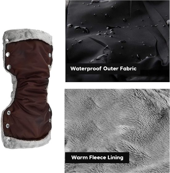 Handmuff Kinderwagen - Winterhandschoenen - Handen Warm Houden - Waterdicht Winddicht - Universele Pasvorm - Bruin — afbeelding 4