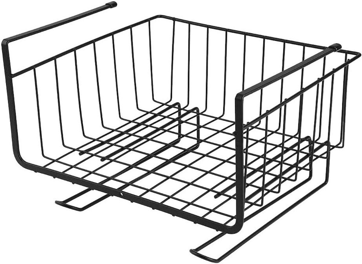 Opbergmand - Draad organizer - Ruimte besparen - Zonder boren - 28 x 20 cm - Zwart