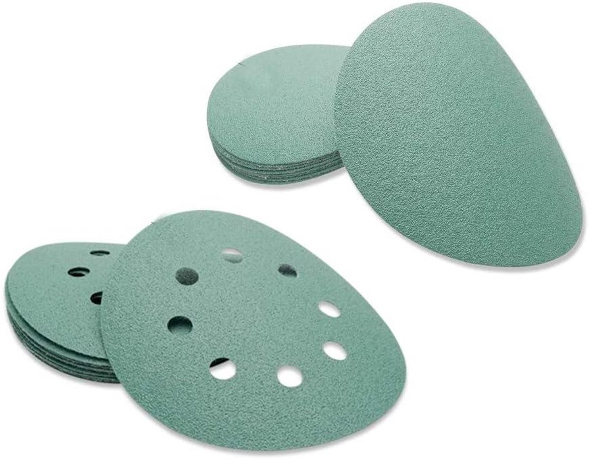 Schuurschijven Set - Schuurpapier Rond - Metaal Polijsten - 8 Gaten Ontwerp - 125mm 10 Stuks - Groen