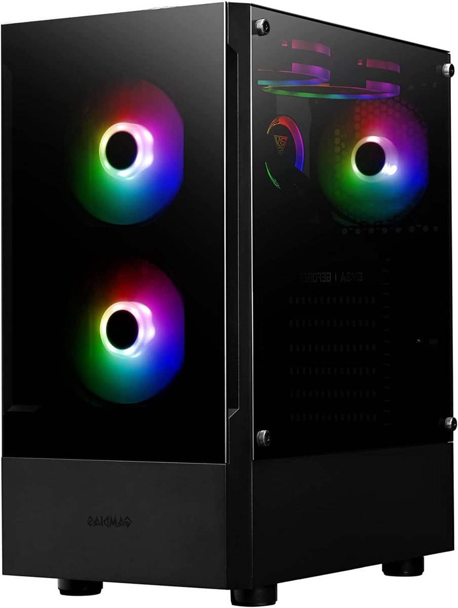 Computerkast Mid Tower - ATX Behuizing - PC Bouwen - Gehard Glas Paneel - 21 x 35 x 38 cm