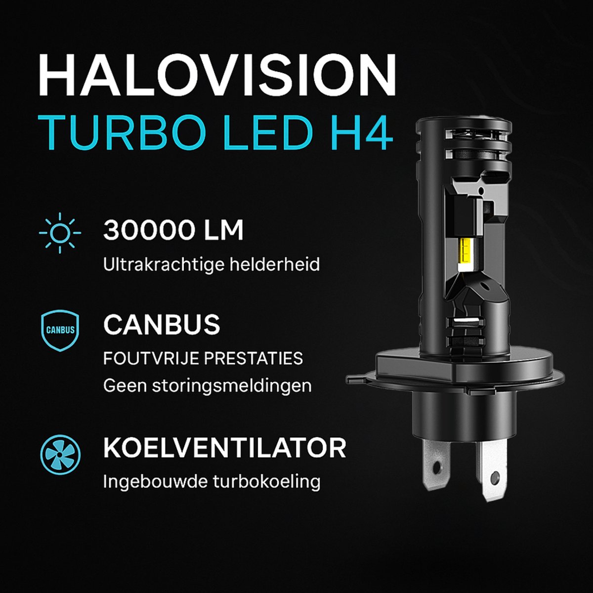 HaloVision Turbo LED Koplamp H4 + T10 W5W Bundel 6000K Helder Wit - Canbus Plug en Play Dimlicht Grootlicht Stadslicht DRL Interieur en Kenteken LED Set – foto 7