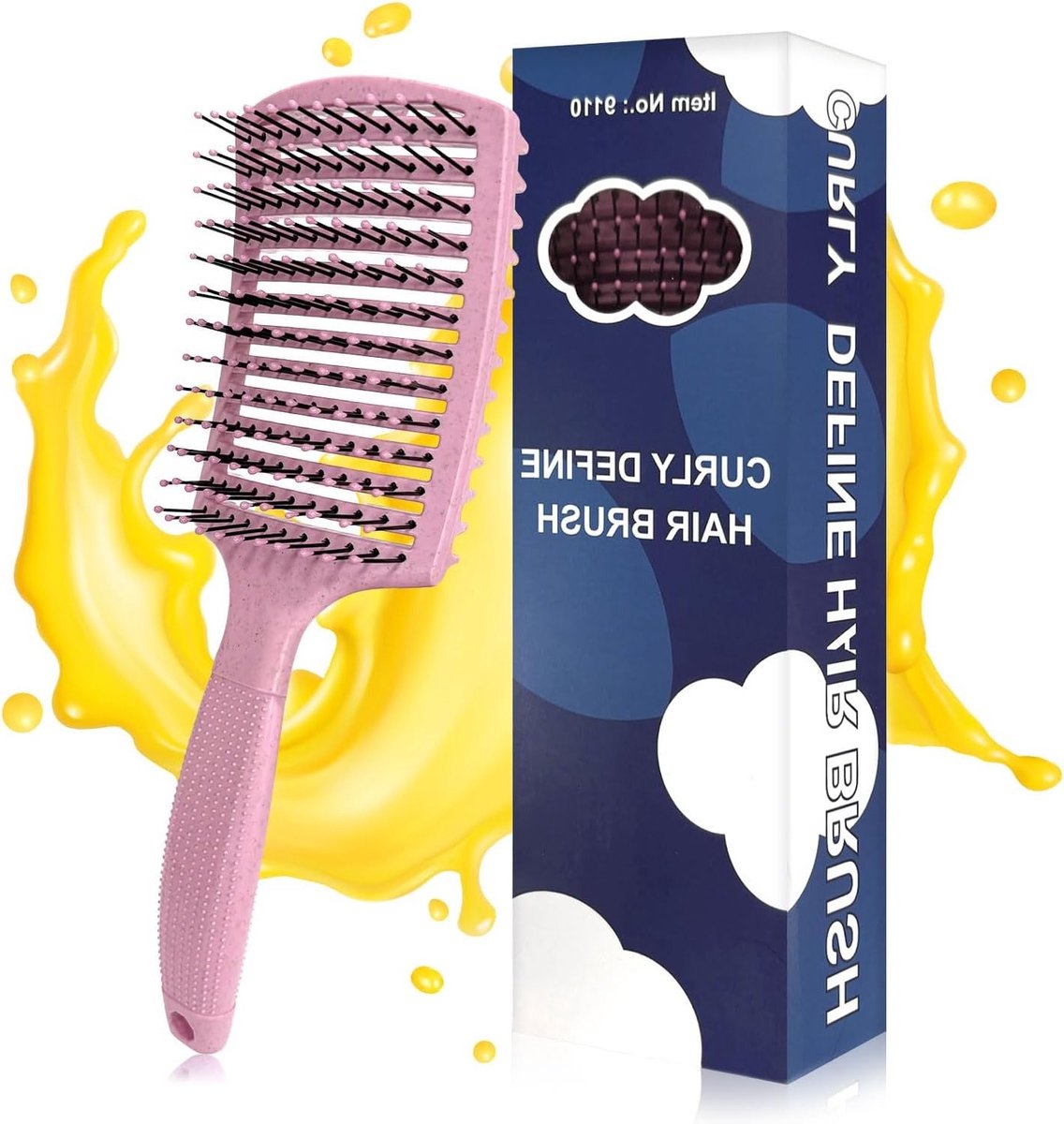 Professionele ontklitborstel met handvat voor alle haartypes, ideaal voor krullen en styling, zonder trekken