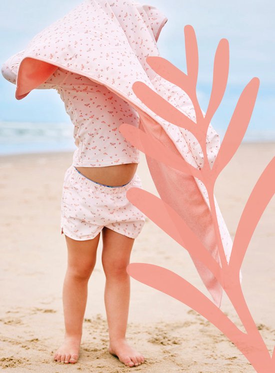 Fresk UV badponcho one size - Badcape met Capuchon – Sneldrogend Strandlaken - Meisjes - Creme - Butterflies