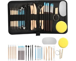 carmdering - 26-delige gereedschapset voor polymeerklei, kleigereedschapset, keramische klei-beeldhouwset, gereedschapset voor volwassenen met luchtdrogende klei, voor pottenbakken, bakken, snijden, schilderen, stippelen, vormen